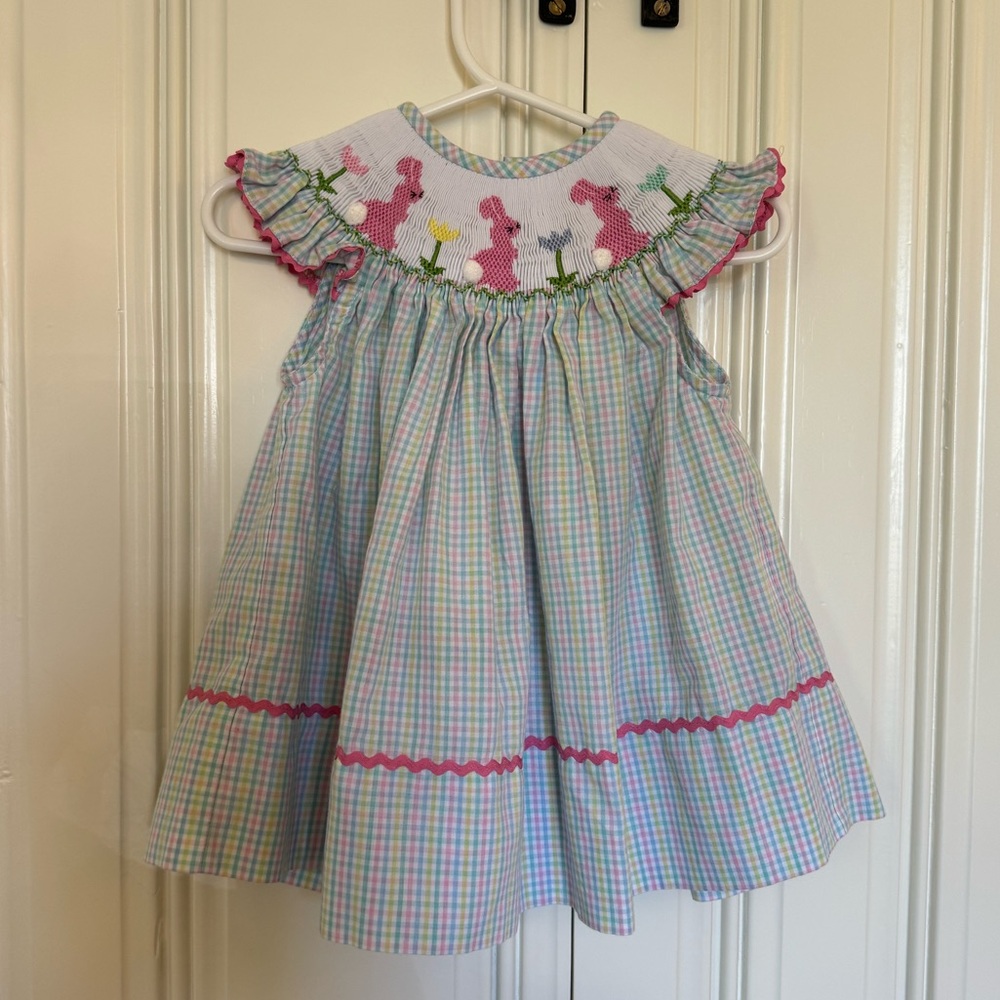 Little Threads Bunny Dress with matching Bloomers -12 months